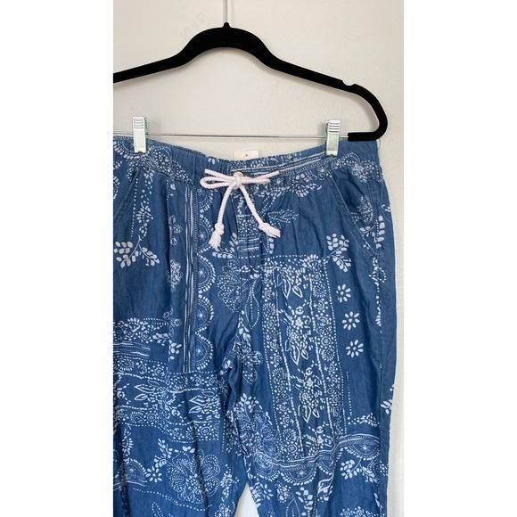 Cato Jogger Pants Womens‎ 12 Blue Bandana Floral Boho Lounge Elastic Festival - Picture 5 of 15